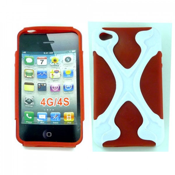 Wholesale iPhone 4 4S X Case (White-Red)